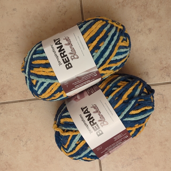 Bernat Other Nwt Bernat Blanket Olive Sea Blue Yellow Yarn Super